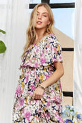 ADORA Layered Floral Off - Shoulder Short Sleeve Maxi Dress - Your Second Look