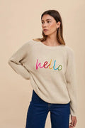 Annie Wear HELLO Embroidered Raglan Sleeve Sweater - Your Second Look