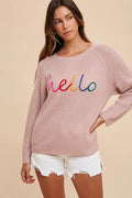 Annie Wear HELLO Embroidered Raglan Sleeve Sweater - Your Second Look
