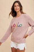 Annie Wear HELLO Embroidered Raglan Sleeve Sweater - Your Second Look