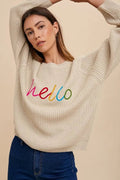 Annie Wear HELLO Embroidered Raglan Sleeve Sweater - Your Second Look