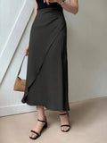 Asymmetric Wrap Midi Skirt with Fluted Hem - Your Second Look