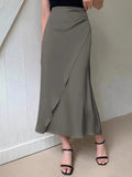 Asymmetric Wrap Midi Skirt with Fluted Hem - Your Second Look