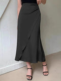 Asymmetric Wrap Midi Skirt with Fluted Hem - Your Second Look