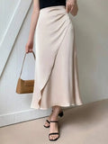 Asymmetric Wrap Midi Skirt with Fluted Hem - Your Second Look