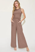 Basic Bae Full Size Ribbed Tank and Wide Leg Pants Set - Your Second Look