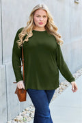 Basic Bae Full Size Round Neck Dropped Shoulder T-Shirt - Your Second Look