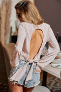 BiBi Cable Knit Long SSleeve Top with Back Round Hole - Your Second Look