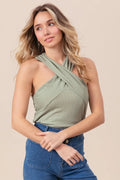 BiBi Cross Neck Top (sage) - Your Second Look
