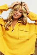 BiBi Flap Pockets Fleece Collared Sweatshirt - Your Second Look