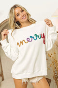 BiBi Merry Tinsel Lettering Drop Shoulder Sweatshirt - Your Second Look