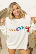 BiBi Merry Tinsel Lettering Drop Shoulder Sweatshirt - Your Second Look