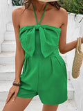 Bow Halter Neck Smocked Romper - Your Second Look