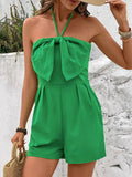 Bow Halter Neck Smocked Romper - Your Second Look