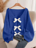 Bow - knot Front V - Neck Knit Cardigan - Your Second Look