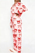 Bow Print Top and Wide Leg Pants Lounge Set - Your Second Look