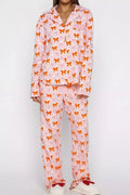 Bow Print Top and Wide Leg Pants Lounge Set - Your Second Look