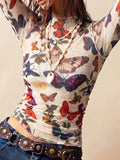 Butterfly Print Long Sleeve T-Shirt - Your Second Look