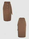 Button Detail Belted Cargo Skirt - Your Second Look