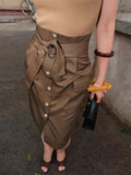 Button Detail Belted Cargo Skirt - Your Second Look