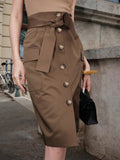 Button Detail Belted Cargo Skirt - Your Second Look