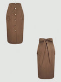 Button Detail Belted Cargo Skirt - Your Second Look