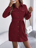 Button - Front Corduroy Shirt Dress - Your Second Look