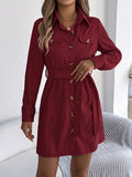 Button - Front Corduroy Shirt Dress - Your Second Look