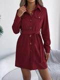 Button - Front Corduroy Shirt Dress - Your Second Look