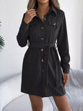 Button - Front Corduroy Shirt Dress - Your Second Look