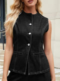 Button - Front Denim Vest Top - Your Second Look
