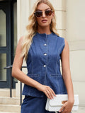 Button - Front Denim Vest Top - Your Second Look