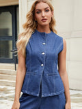Button - Front Denim Vest Top - Your Second Look