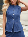 Button - Front Denim Vest Top - Your Second Look