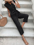 Button - Front Tie Waist Jumpsuit - Your Second Look