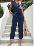 Button - Front Tie Waist Jumpsuit - Your Second Look