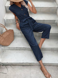 Button - Front Tie Waist Jumpsuit - Your Second Look