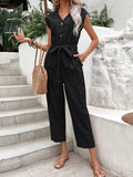 Button - Front Tie Waist Jumpsuit - Your Second Look