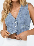 Button Up Sleeveless Denim Top - Your Second Look