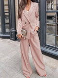 Buttoned Lapel Collar Blazer and Pants Set - Your Second Look