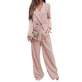 Buttoned Lapel Collar Blazer and Pants Set - Your Second Look
