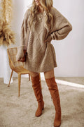 Cable - Knit Round Neck Sweater Dress - Your Second Look