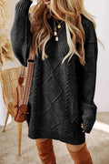 Cable - Knit Round Neck Sweater Dress - Your Second Look