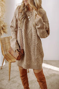 Cable - Knit Round Neck Sweater Dress - Your Second Look