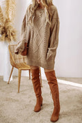 Cable - Knit Round Neck Sweater Dress - Your Second Look