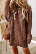 Cable - Knit Round Neck Sweater Dress - Your Second Look