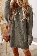 Cable - Knit Round Neck Sweater Dress - Your Second Look