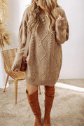 Cable - Knit Round Neck Sweater Dress - Your Second Look