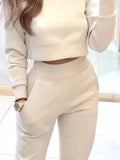 Casual Chic Cropped Sweatshirt and Jogger Set - Your Second Look