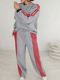 Casual Striped Sweatshirt and Pants Set - Your Second Look